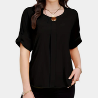 Luftige Schwarze Faltenbluse für Damen - Amira