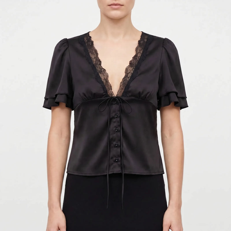 Lace Trim Blouse -  Beverly