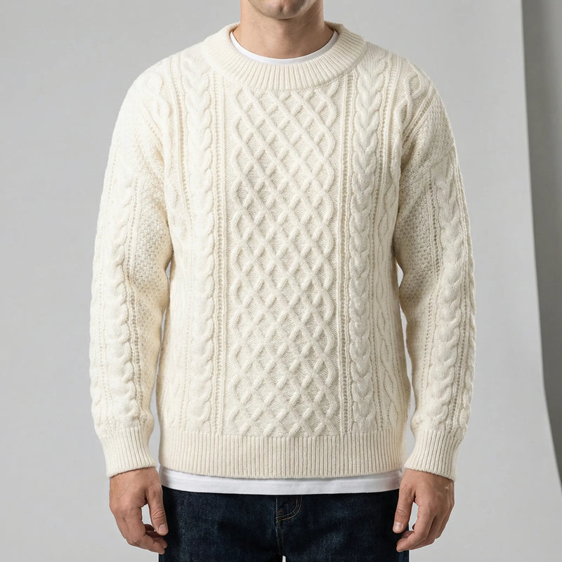 Langarm-Zopfmuster-Pullover - David