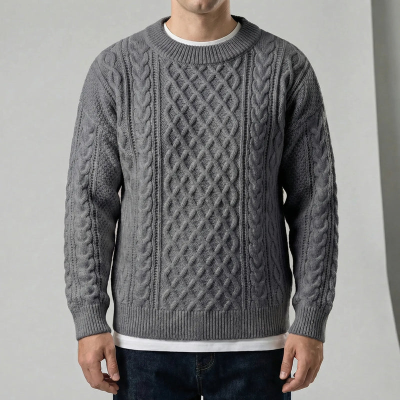 Langarm-Zopfmuster-Pullover - David