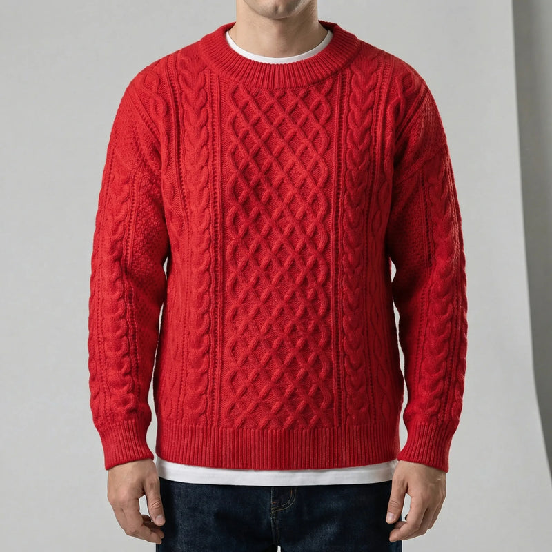 Langarm-Zopfmuster-Pullover - David