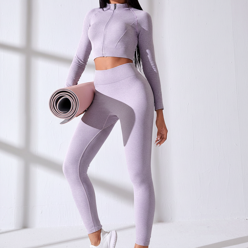 Langarm Crop Top Set - FitAura