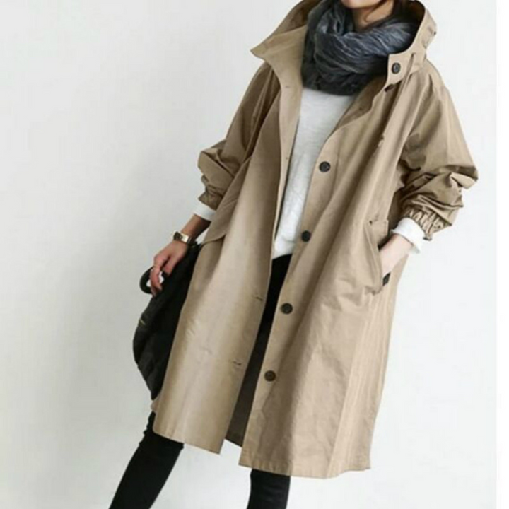 Langer Damen-Trenchcoat mit Kapuze - Isabelle
