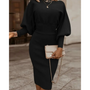Einfarbiges Cocktailkleid mit Laternenärmeln - Lena