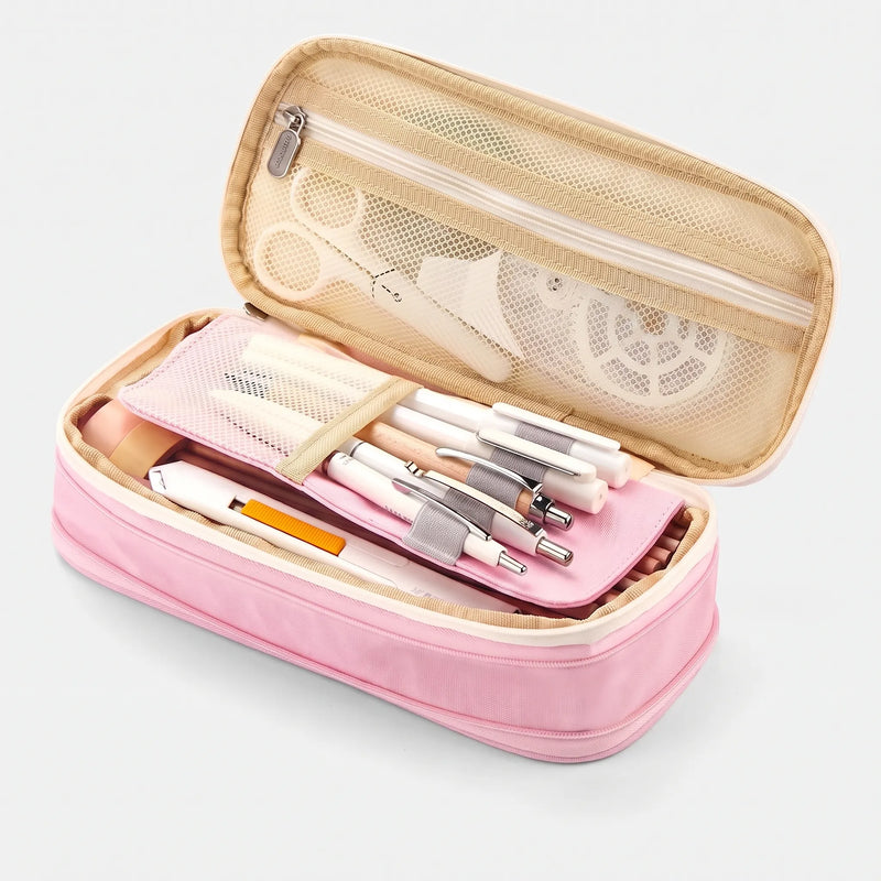 Large Capacity Double Layer Stationery Pouch - Deskari