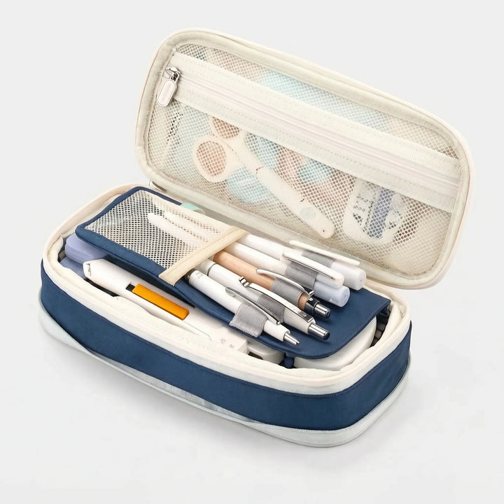 Large Capacity Double Layer Stationery Pouch - Deskari