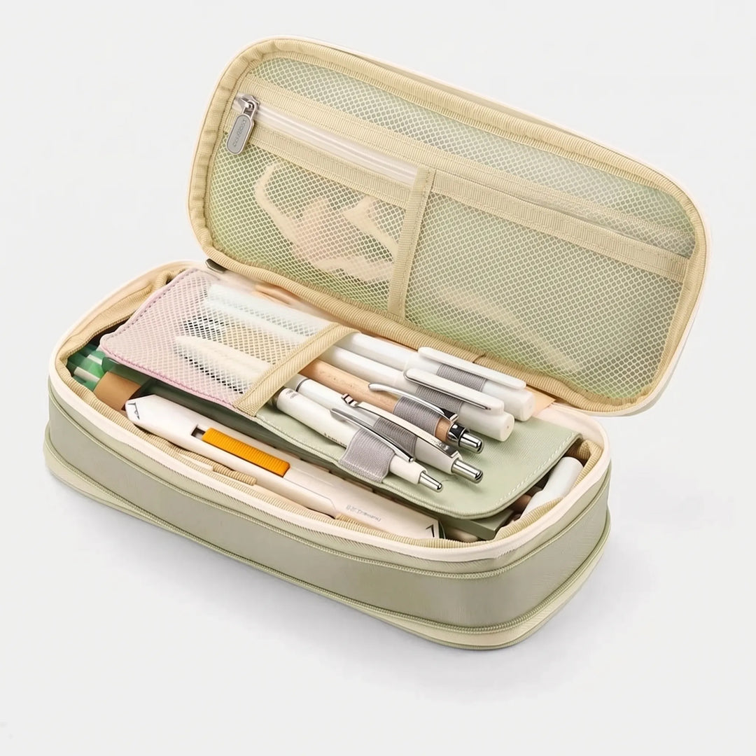 Large Capacity Double Layer Stationery Pouch - Deskari