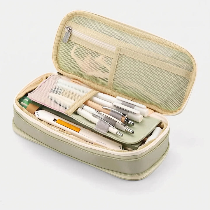 Large Capacity Double Layer Stationery Pouch - Deskari