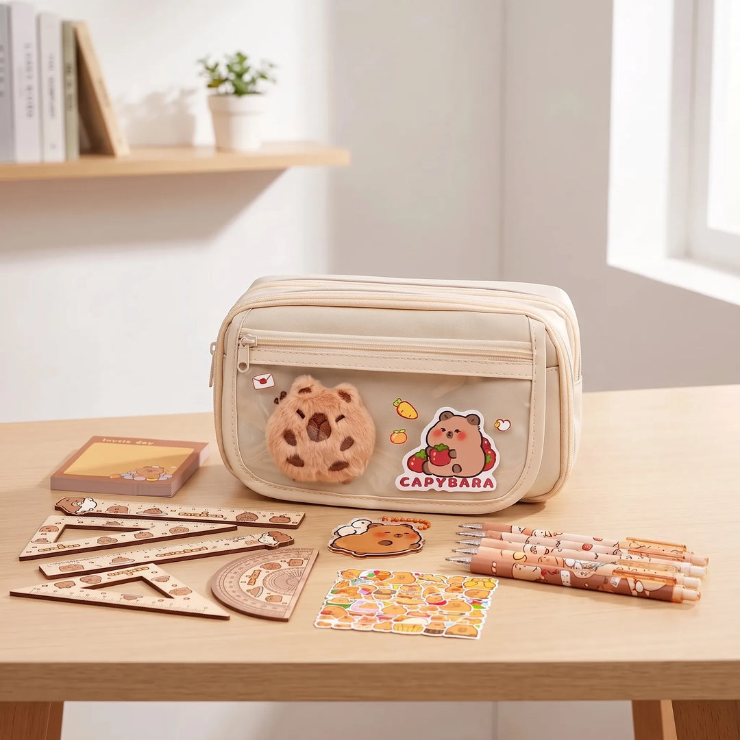 Large Capacity Multi-Compartment Stationery Pouch - Pouchio