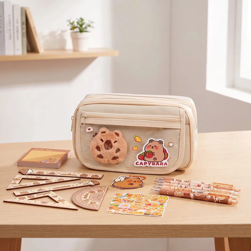 Large Capacity Multi-Compartment Stationery Pouch - Pouchio