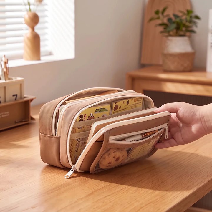 Large Capacity Multi-Compartment Stationery Pouch - Pouchio
