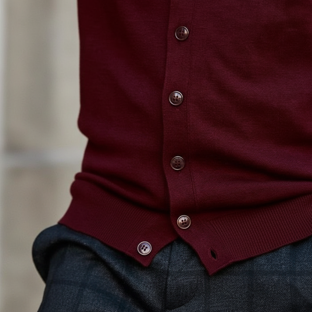 Leichter Warme Strickjacke Mit Knopfleiste - Elijah