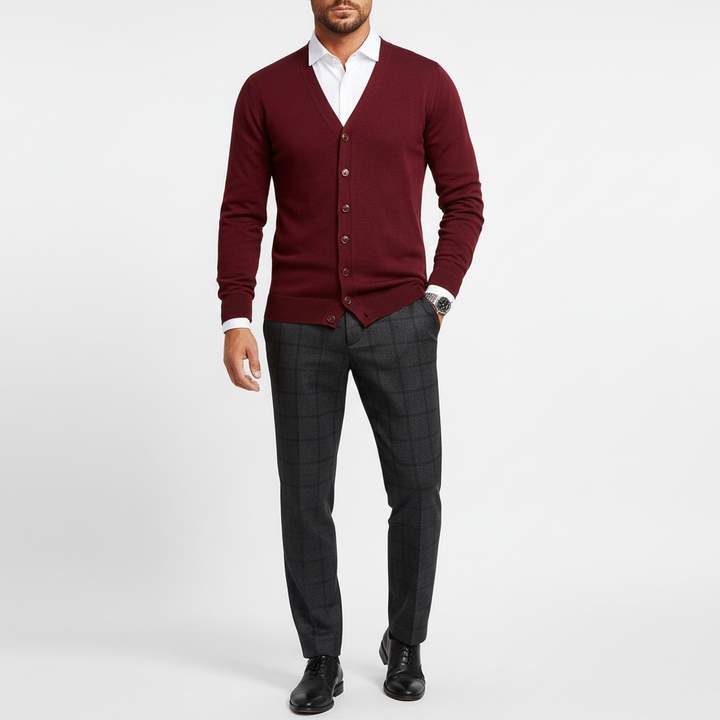 Leichter Warme Strickjacke Mit Knopfleiste - Elijah