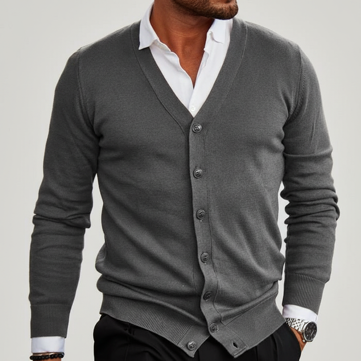 Leichter Warme Strickjacke Mit Knopfleiste - Elijah