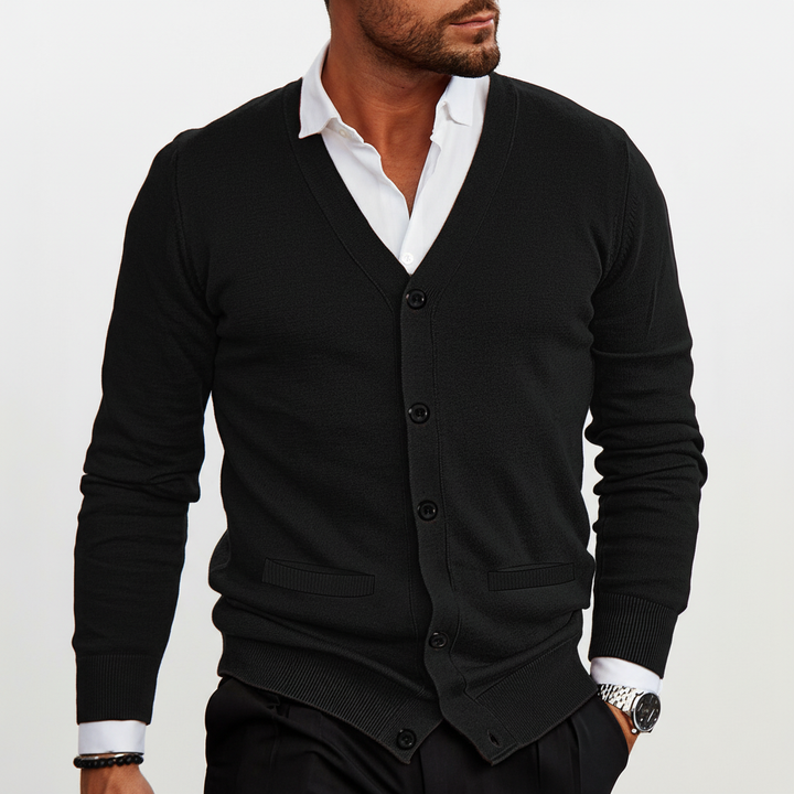 Leichter Warme Strickjacke Mit Knopfleiste - Elijah