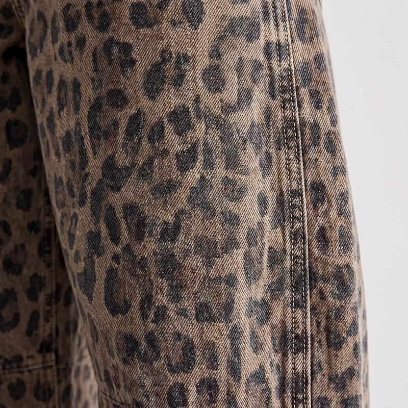Leopard Print Barrel Jeans -  Frances