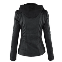 Leder Damenjacke mit Kapuze - Emma