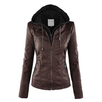 Leder Damenjacke mit Kapuze - Emma