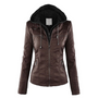 Leder Damenjacke mit Kapuze - Emma