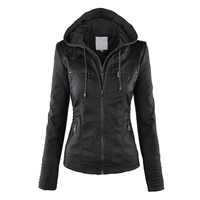 Leder Damenjacke mit Kapuze - Emma