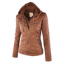 Leder Damenjacke mit Kapuze - Emma