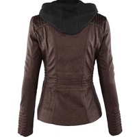 Leder Damenjacke mit Kapuze - Emma