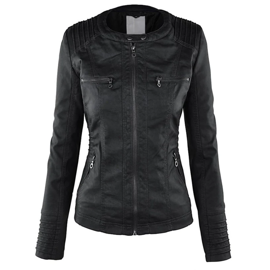Leder Damenjacke mit Kapuze - Emma
