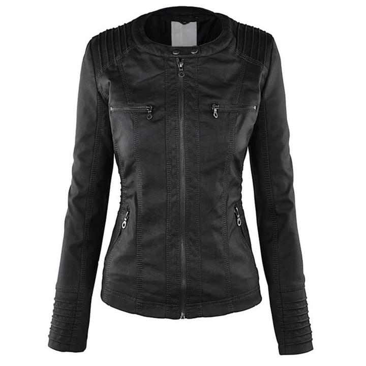 Leder Damenjacke mit Kapuze - Emma