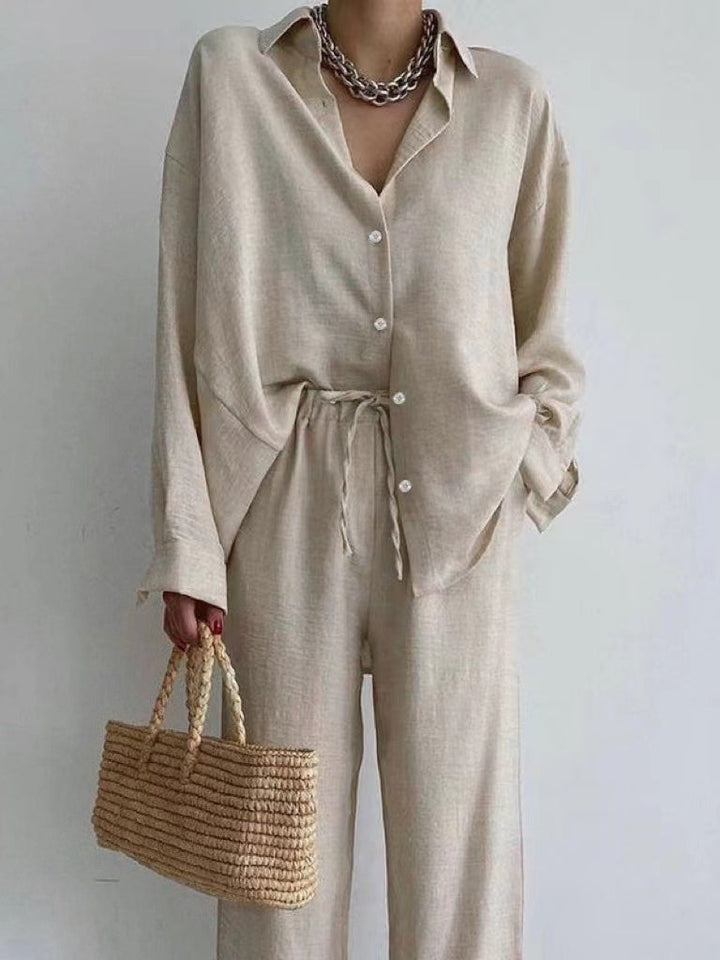 Ladies Summer Set with Airy Blouse and Wide Pants – Noa