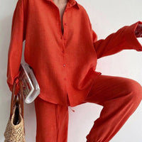Ladies Summer Set with Airy Blouse and Wide Pants – Noa