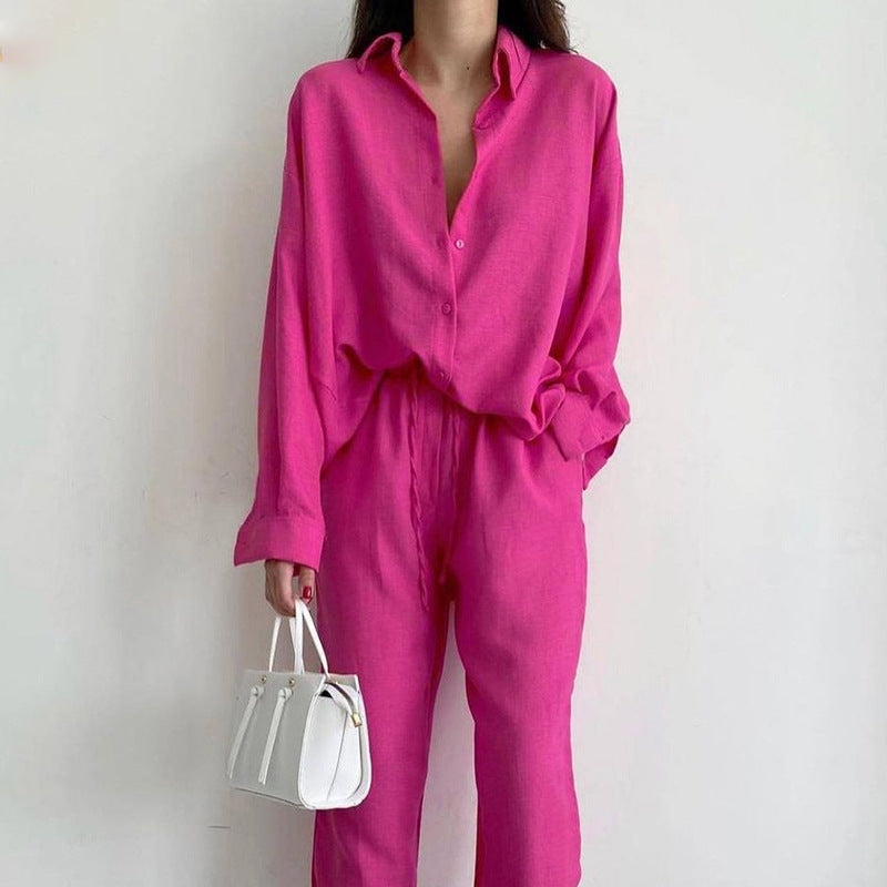 Ladies Summer Set with Airy Blouse and Wide Pants – Noa