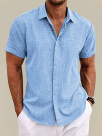 Men's Linen Short Sleeve Shirt - Breathable Lightweight Summer Button Up 2