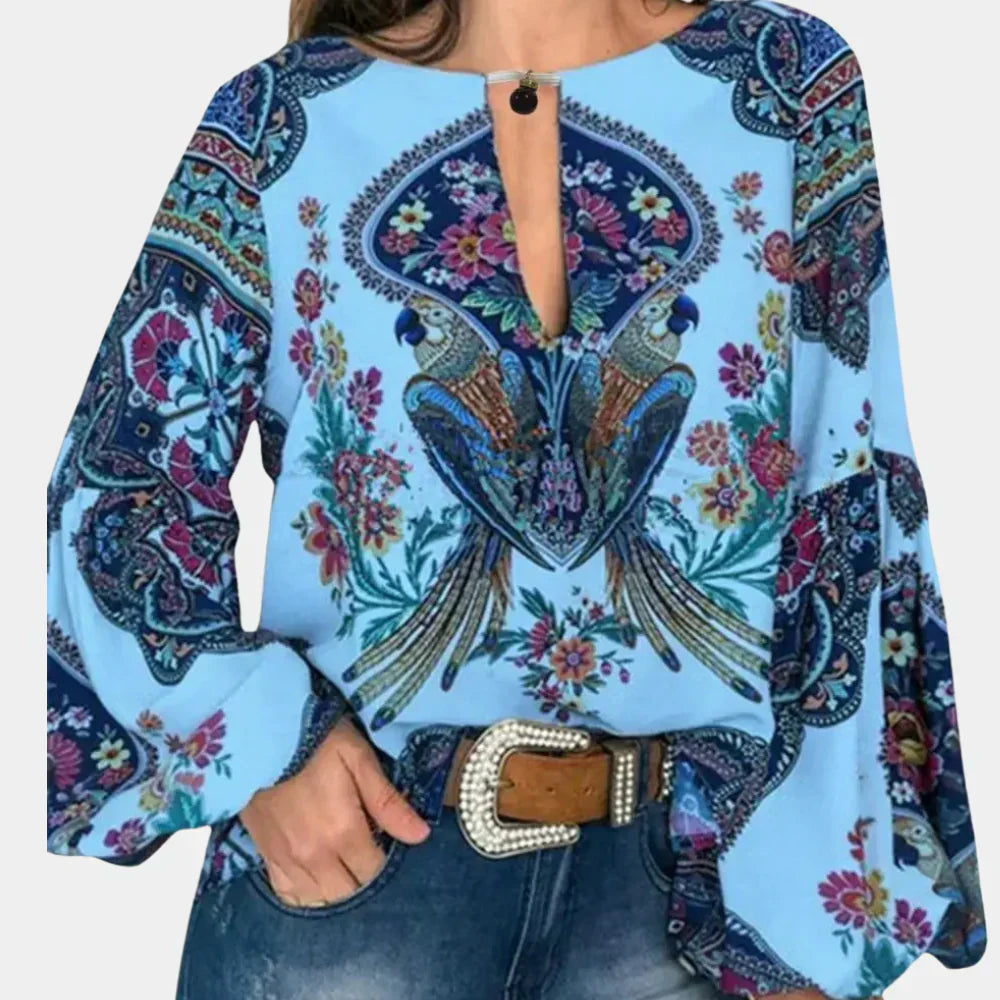 Luftige Damen-Sommerbluse mit Blumenmuster - Isabelle