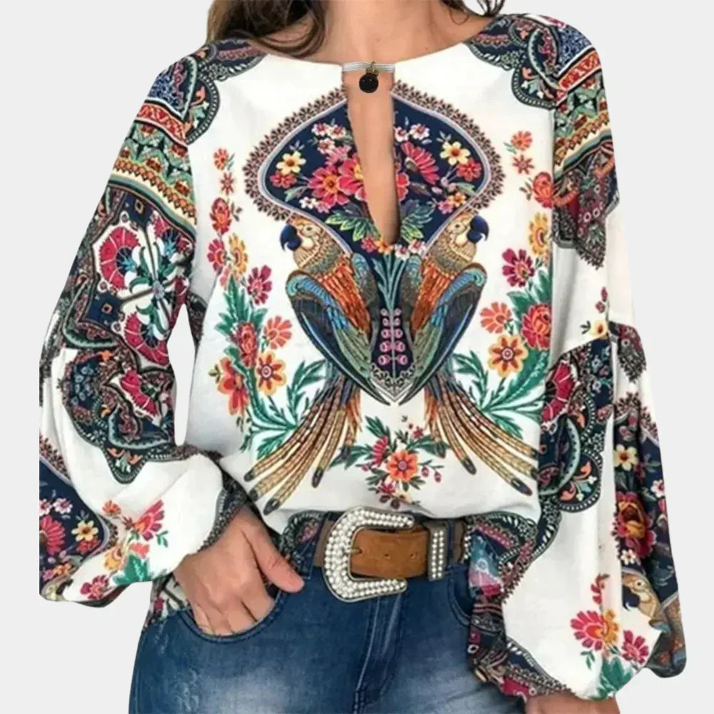 Luftige Damen-Sommerbluse mit Blumenmuster - Isabelle
