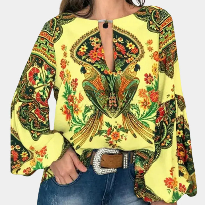 Luftige Damen-Sommerbluse mit Blumenmuster - Isabelle