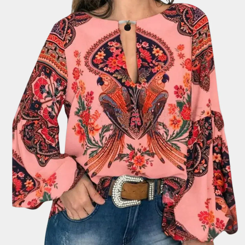 Luftige Damen-Sommerbluse mit Blumenmuster - Isabelle