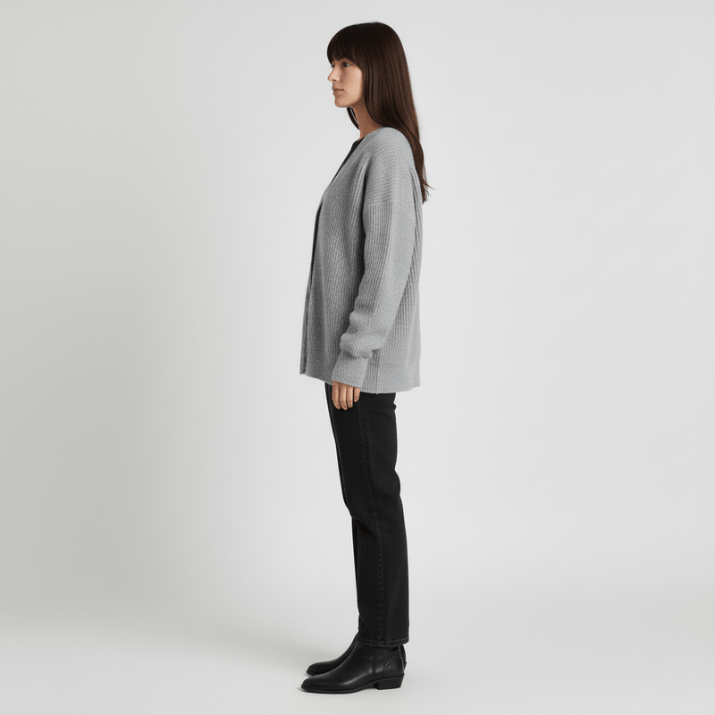Locker Geschnittener Cardigan Mit Knopfleiste - Jamila