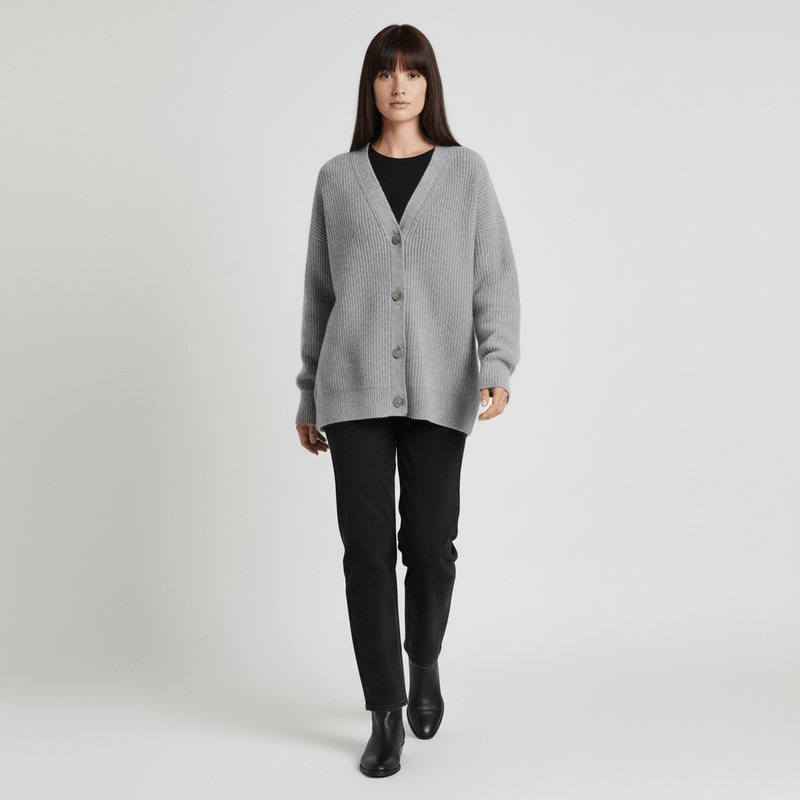 Locker Geschnittener Cardigan Mit Knopfleiste - Jamila