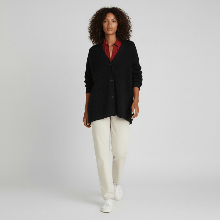 Locker Geschnittener Cardigan Mit Knopfleiste - Jamila