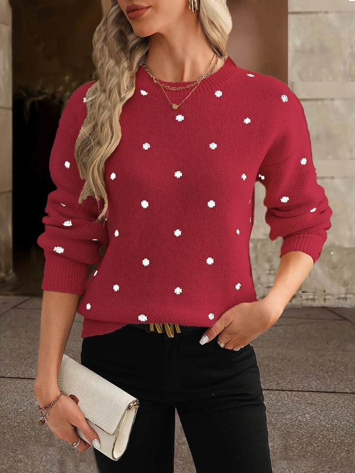 Locker Sitzender Pullover Mit Punktmuster - Sahra