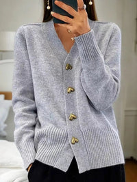 Longline Cardigan with V-Neck and Heart-Shaped Buttons 2