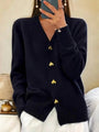Longline Cardigan with V-Neck and Heart-Shaped Buttons 1