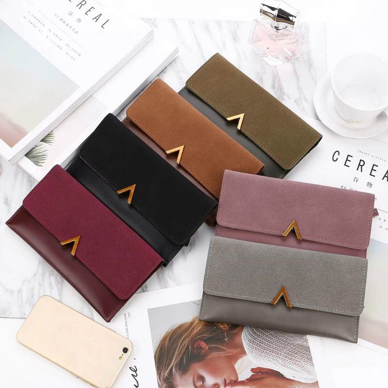 Veloursleder Geldbörse | Groß & Modern