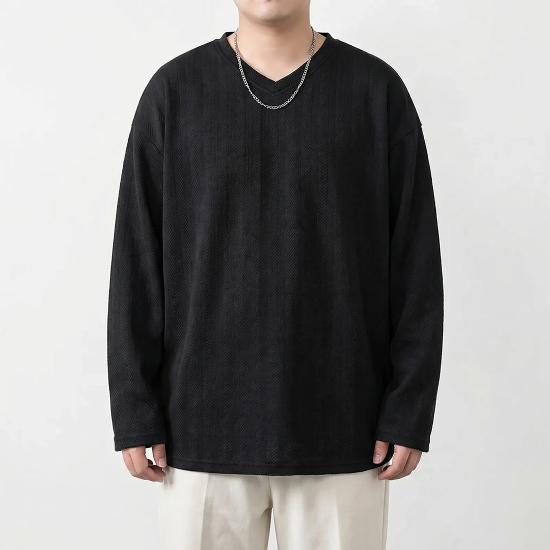 Loose Fit Long Sleeve V-Neck Tee - Steve