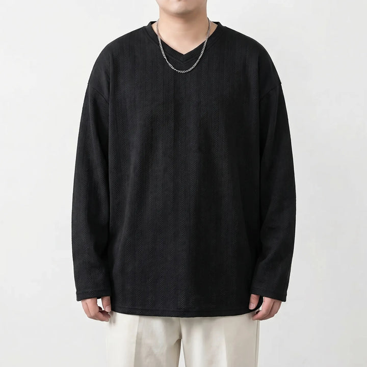 Loose Fit Long Sleeve V-Neck Tee - Steve