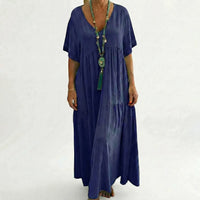 Loose V-Neck Long Dress - Blanca