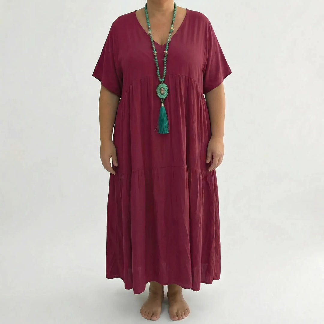 Loose V-Neck Long Dress - Blanca