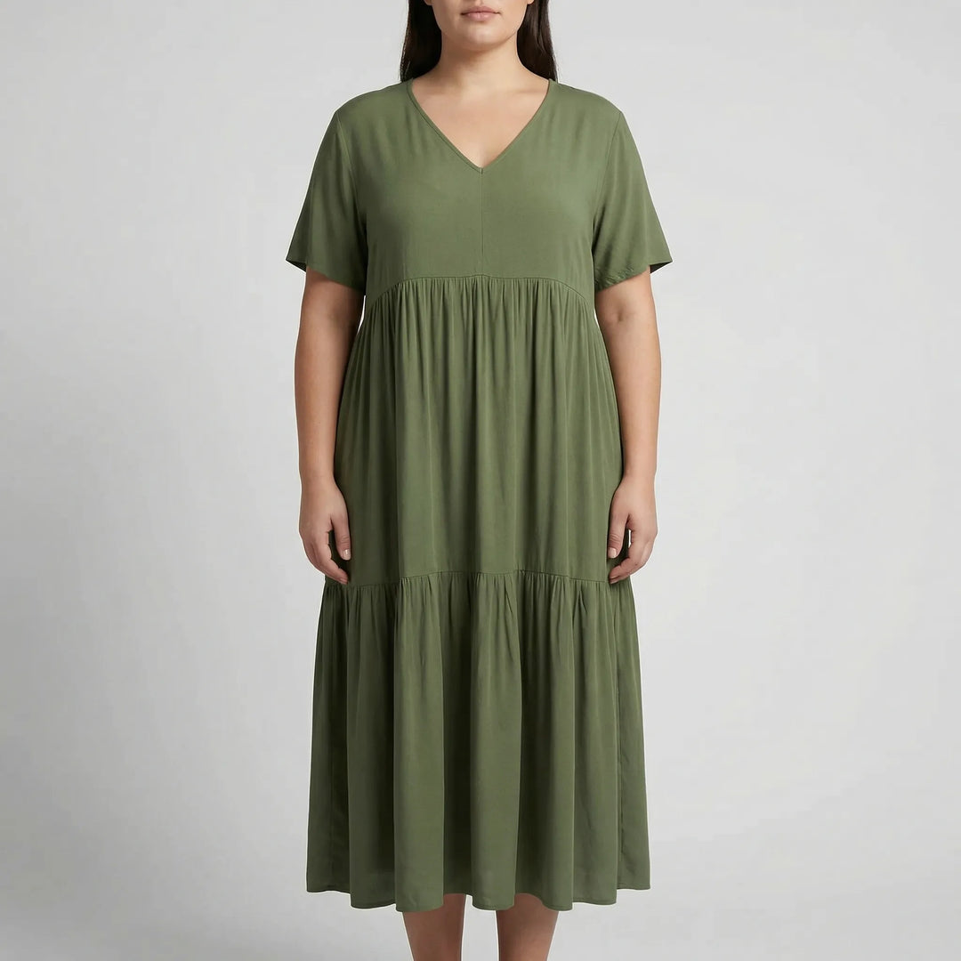 Loose V-Neck Long Dress - Blanca