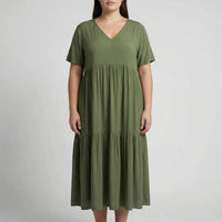Loose V-Neck Long Dress - Blanca