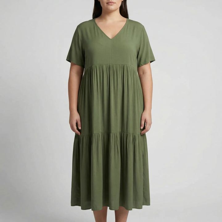 Loose V-Neck Long Dress - Blanca